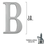Letra metal "b" plateada mate 10 cm con tornillería oculta (blíster 1 pieza)