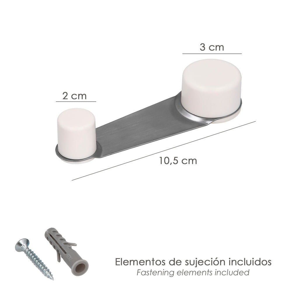 Tope puerta adhesivo con retenedor blanco