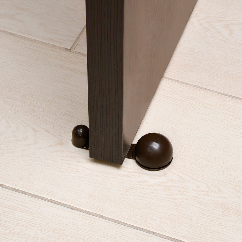 Batente de porta adesivo com suporte castanho