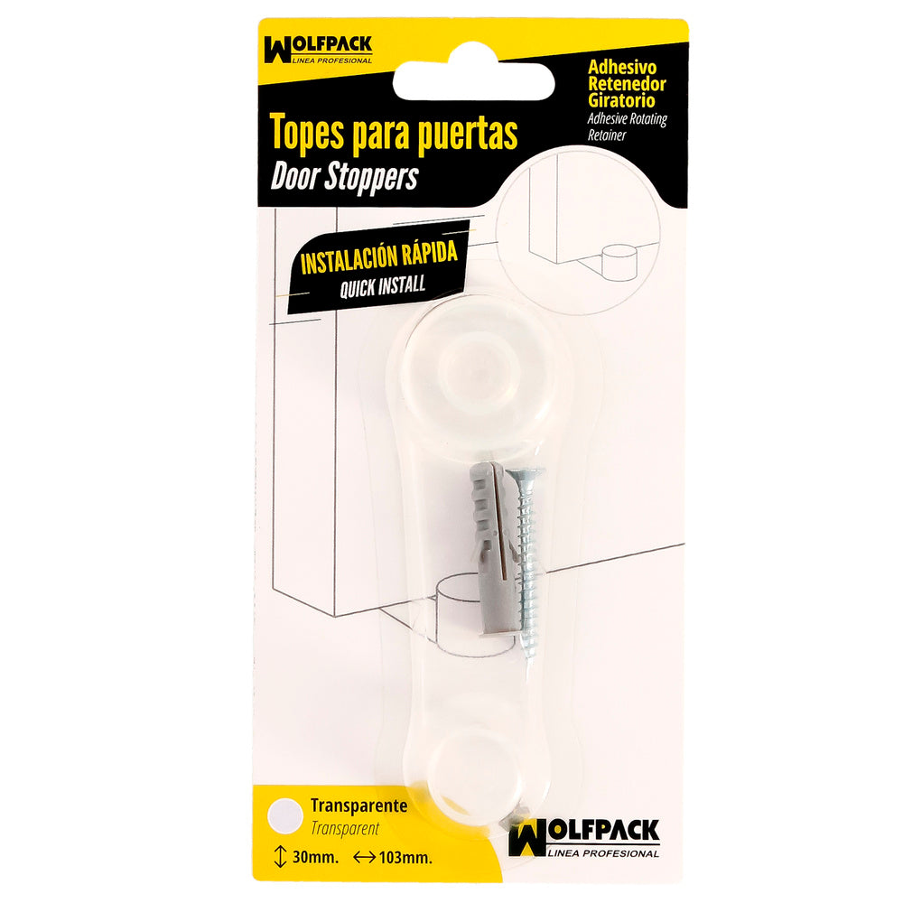 Batente de porta adesivo com suporte transparente