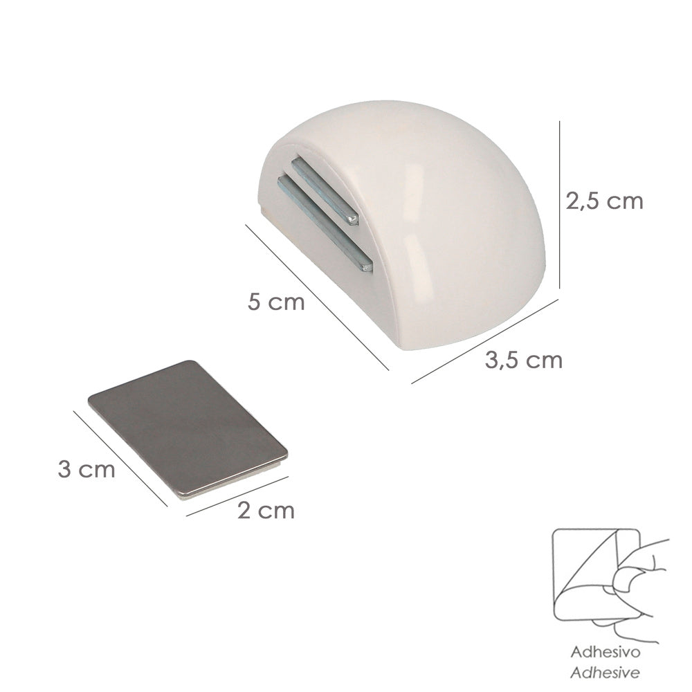 Tope puerta adhesivo con imán retenedor blanco
