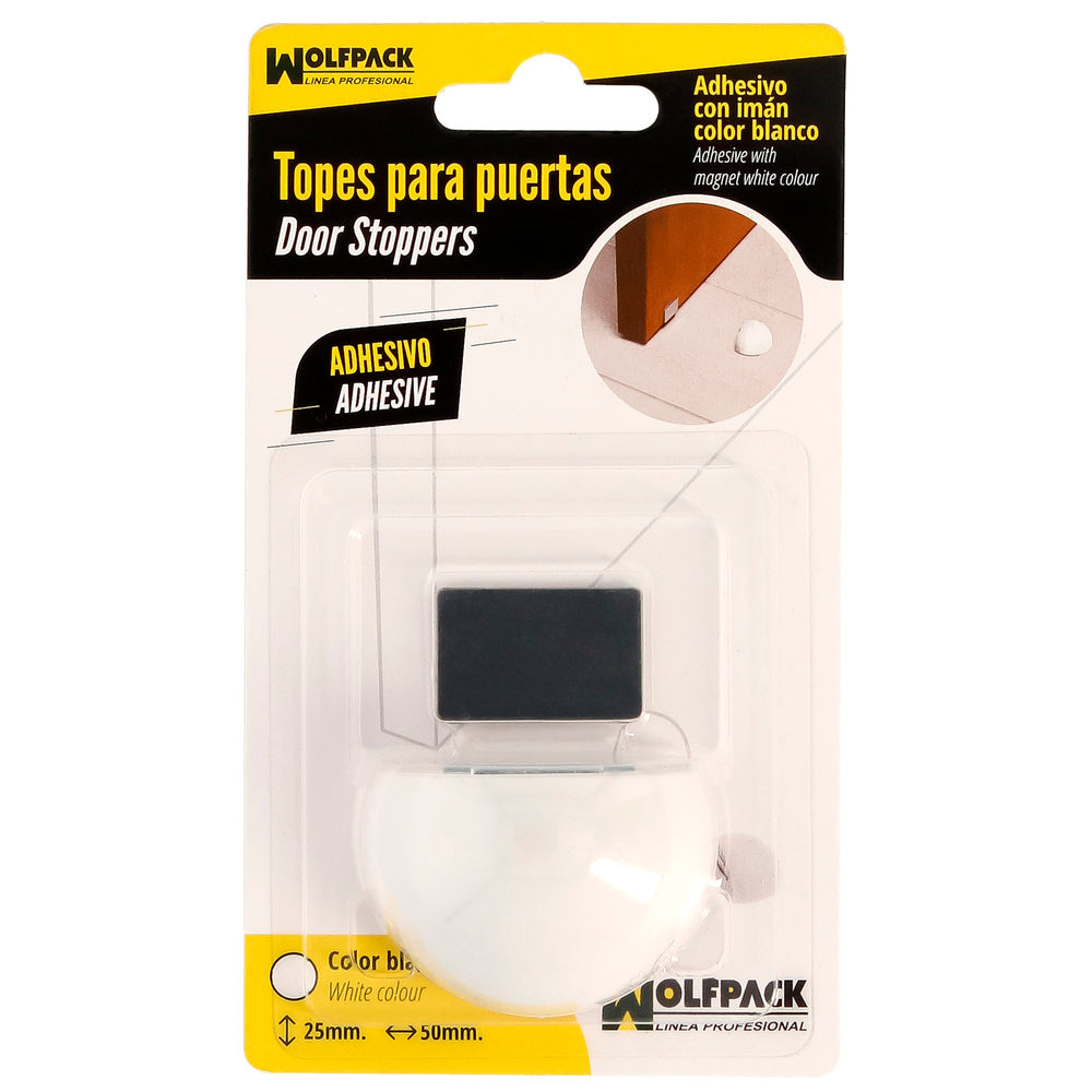Tope puerta adhesivo con imán retenedor blanco