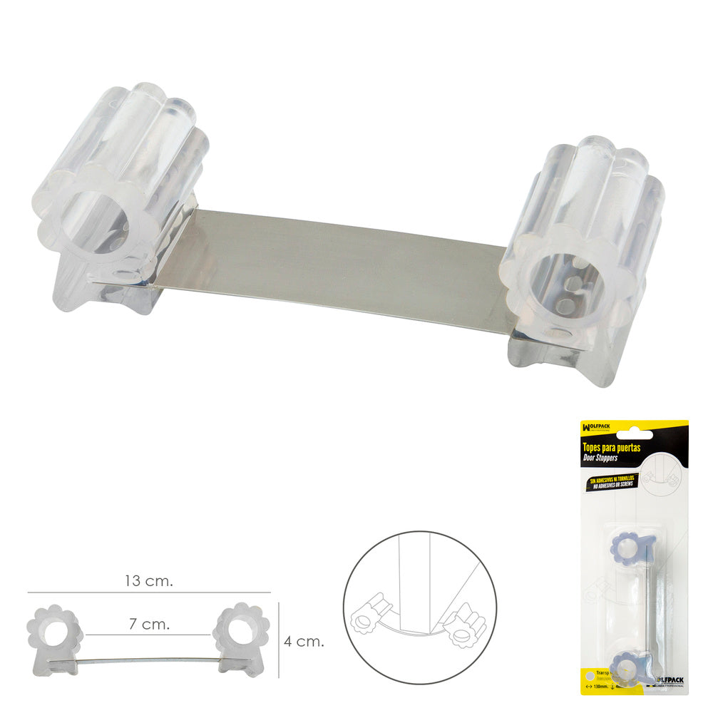 Tope sujeta puerta goma transparente 13 cm