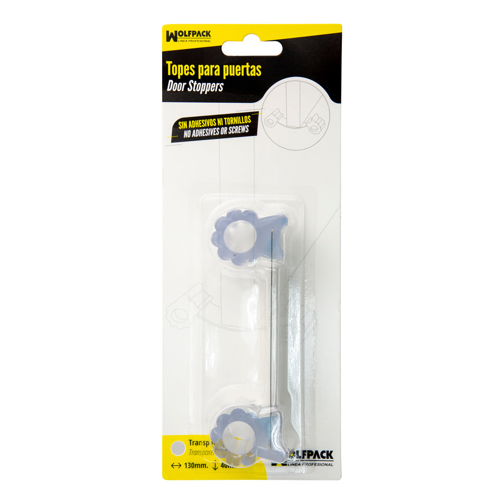 Tope sujeta puerta goma transparente 13 cm