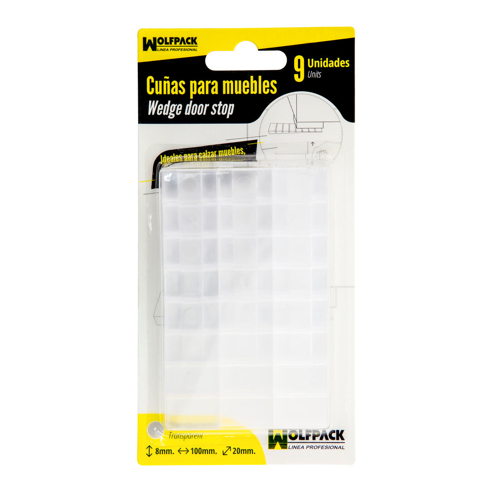 Cuñas calza muebles ajustable / recortable transparente (blíster 9 piezas)