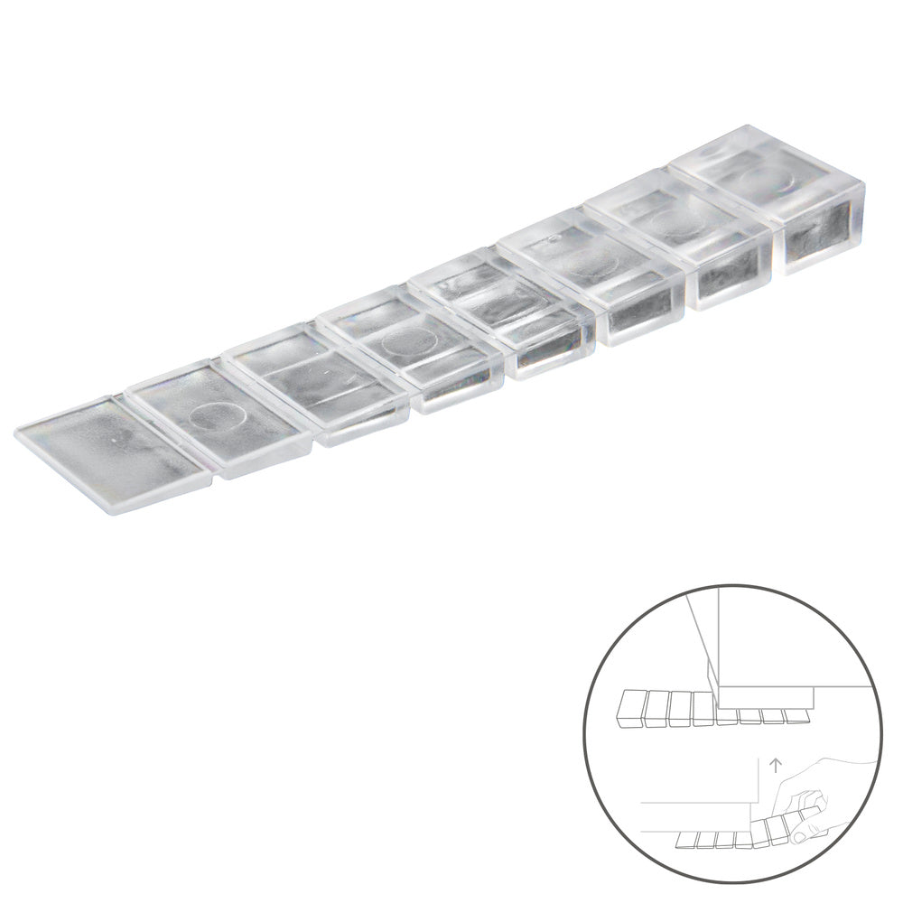 Cuñas calza muebles ajustable / recortable transparente (blíster 9 piezas)