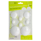 Topes adhesivos para paredes / puertas / ventanas / mobiliario 2 x ø 60 mm / 2 x 40 mm / 4 x 22 mm (blíster 8 piezas)