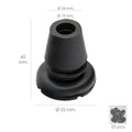 Taco goma bastón negro tubo ø 19 mm / base ø 55 mm tipo fuelle bolsa 25 unidades