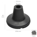 Taco goma bastón negro tubo ø 19 mm / base ø 85 mm tipo ventosa bolsa 5 unidades