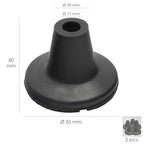 Taco goma bastón negro tubo ø 19 mm / base ø 85 mm tipo ventosa bolsa 5 unidades