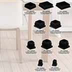 Contera interior plástico cuadrada 20x20 mm color negro. Bolsa 200 unidades. Contera mesa, silla, muebles, estantería