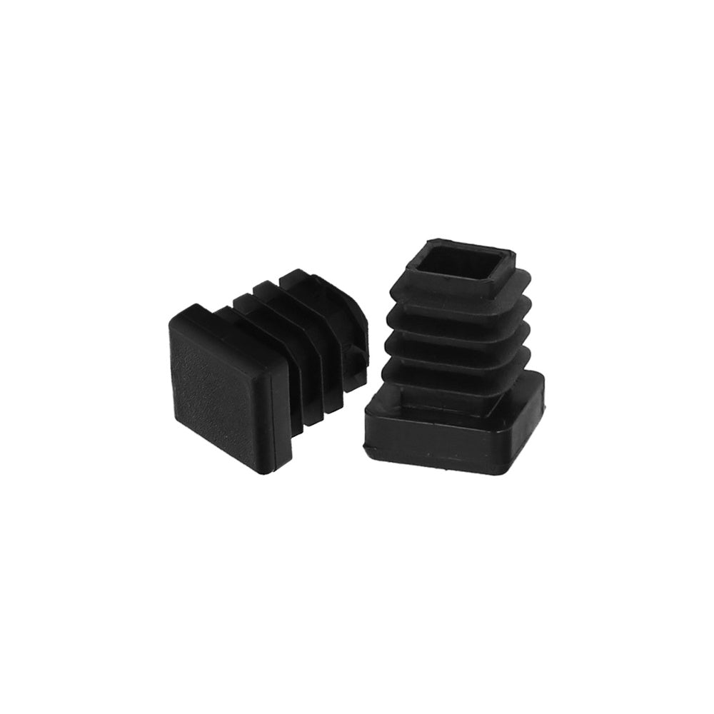 Ponteira interior plástica quadrada 20x20 mm cor preta. Saco 200 unidades. Ponteira para mesa, cadeira, móveis, estante