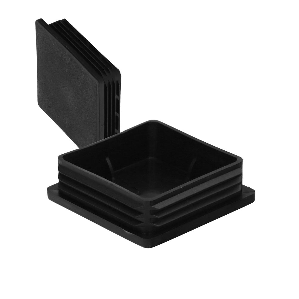 Ponteira interior plástica quadrada 80x80 mm cor preta. Saco 25 unidades. Ponteira mesa, cadeira, móveis, estante