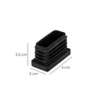 Contera plástico rectangular interior. Color negro 40x20 mm bolsa 200 unidades.
