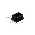 Contera plástico rectangular interior. Color negro 40x30 mm bolsa 200 unidades.