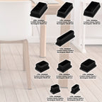 Contera plástico rectangular interior. Color negro 60x40 mm bolsa 100 unidades.