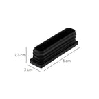 Contera plástico rectangular interior. Color negro 80x20 mm bolsa 100 unidades.