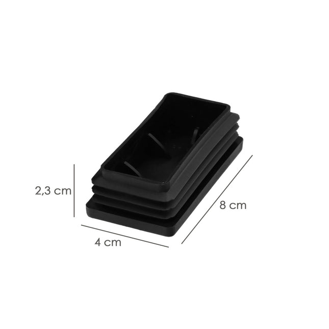 Contera plástico rectangular interior. color negro 80x40 mm bolsa 100 unidades