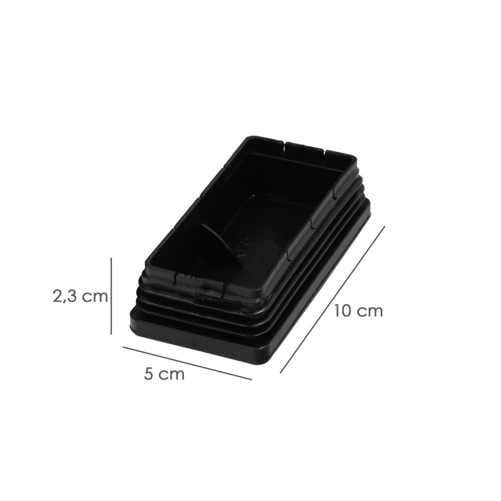 Contera plástico rectangular interior. Color negro 100x50 mm bolsa 25 unidades.