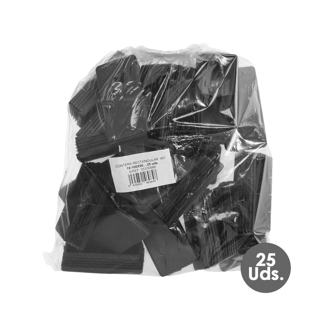 Contera plástico rectangular interior. color negro 100x50 mm bolsa 25 unidades