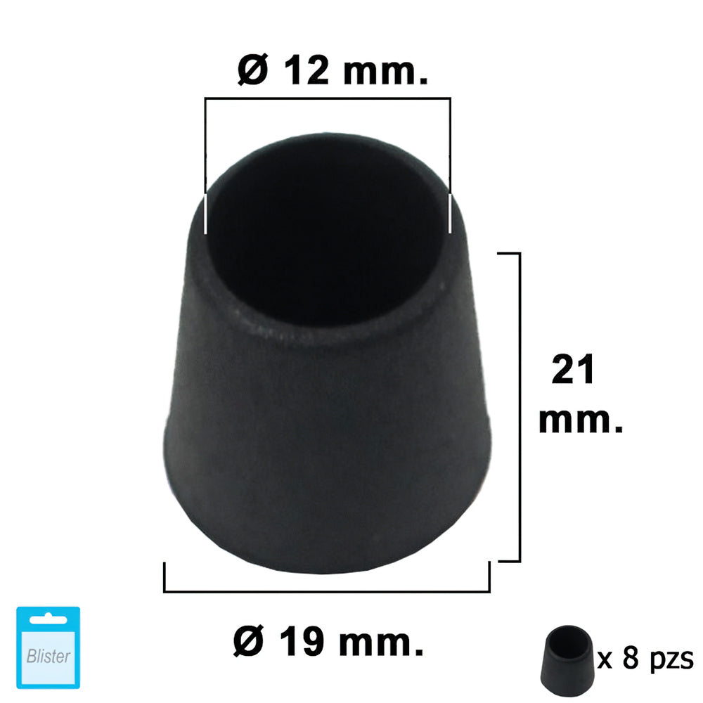 Black conical tip 14mm blister 8 pieces.