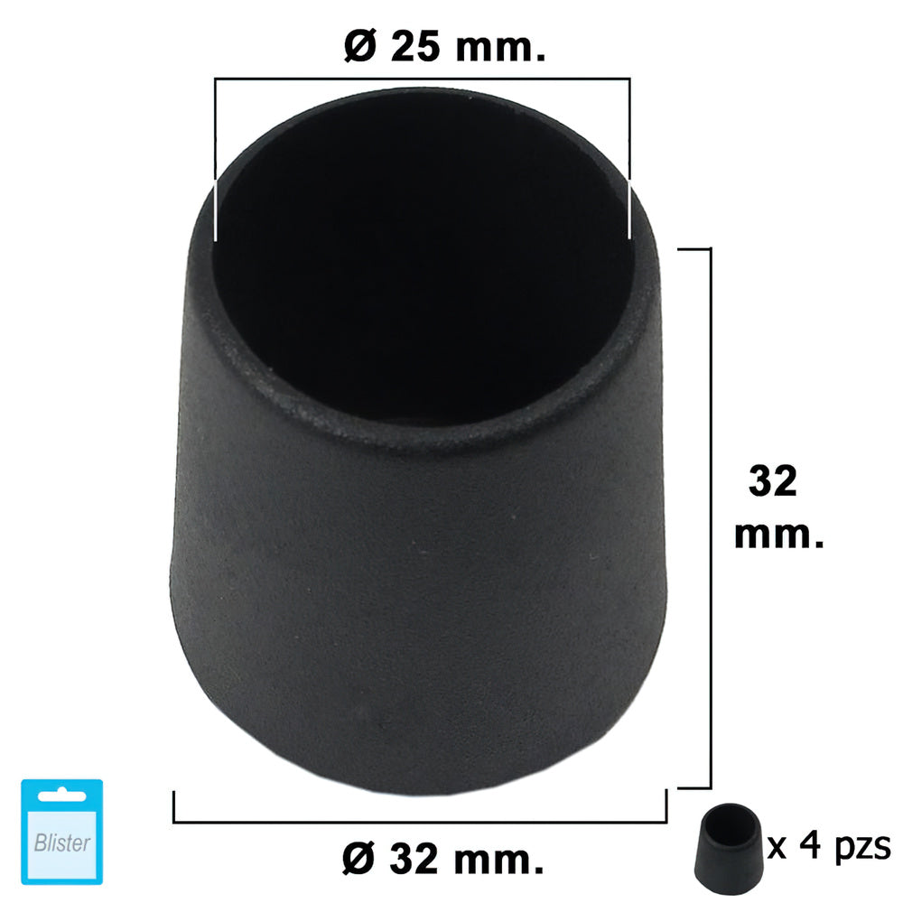 Black conical tip 25mm blister 4 pieces.