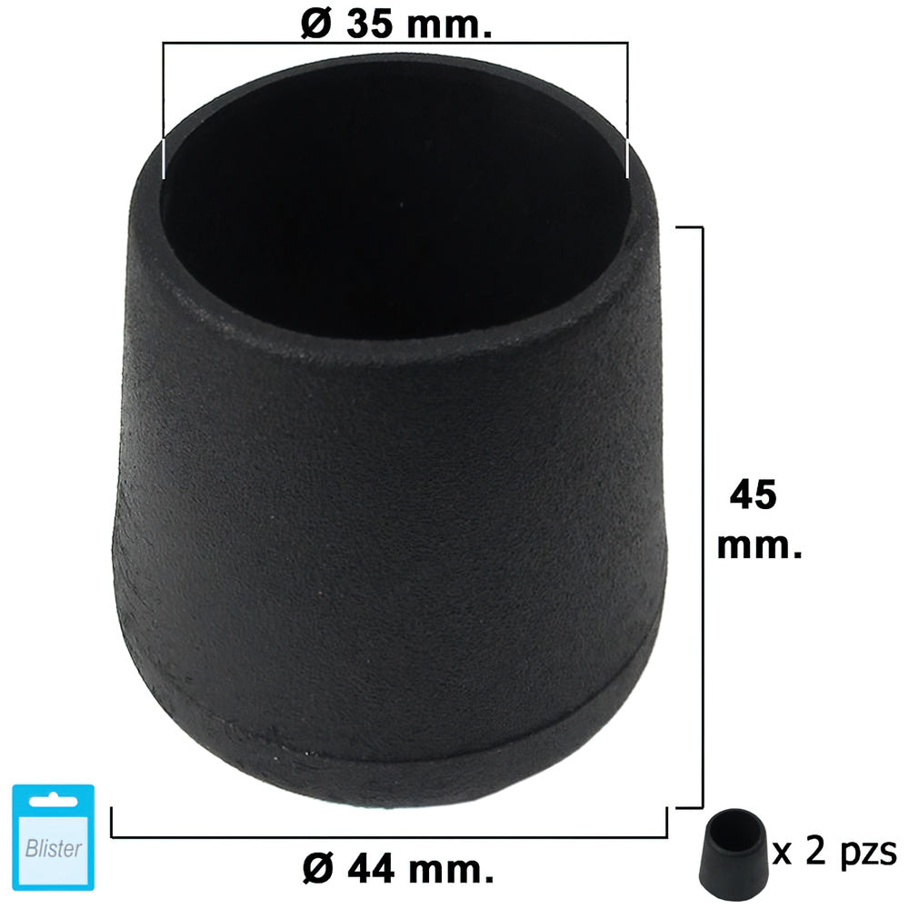 Black conical ferrule 35mm blister 2 pieces.