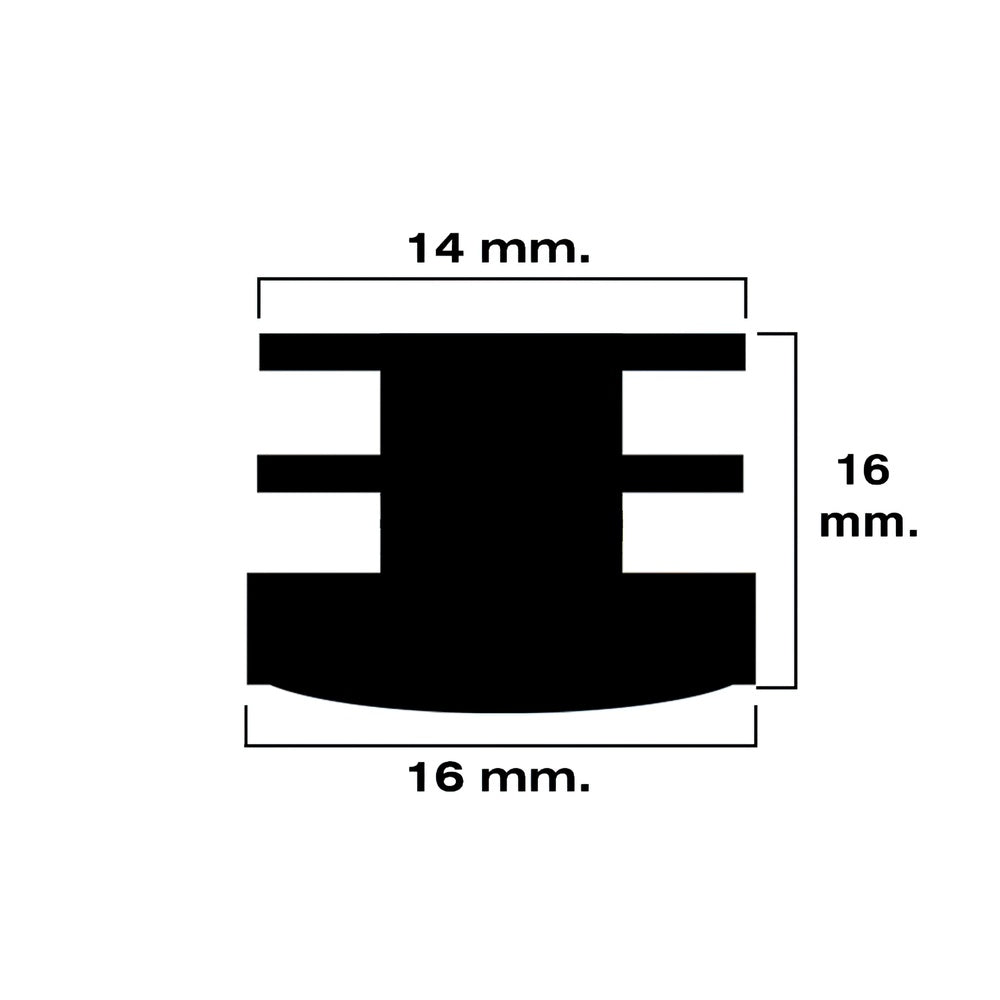 Black round internal ferrule 16mm blister 4 pieces.