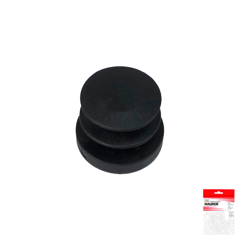 Black round internal cap 20mm blister 4 pieces.