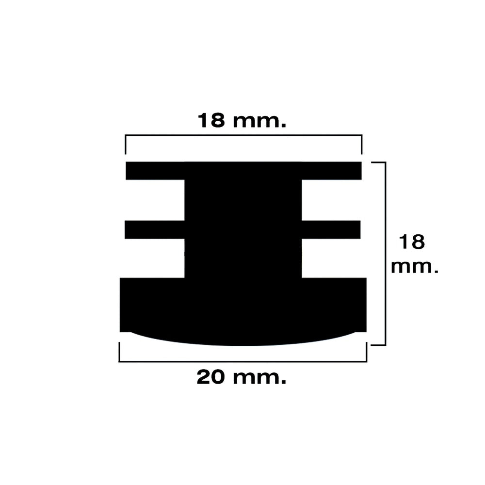 Black round internal cap 20mm blister 4 pieces.