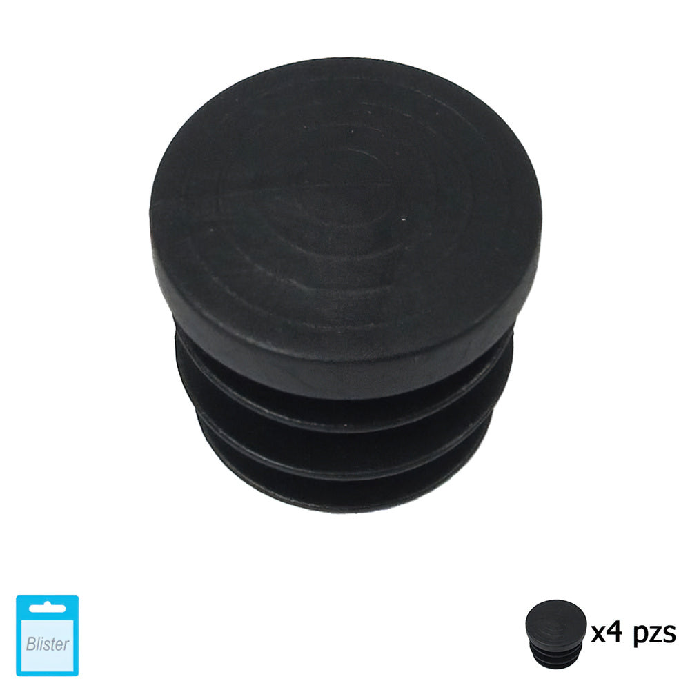 Black round internal ferrule 25mm blister 4 pieces.