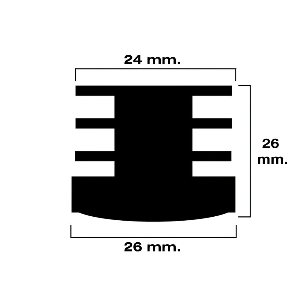 Black round inner ferrule 26mm blister 4 pieces.