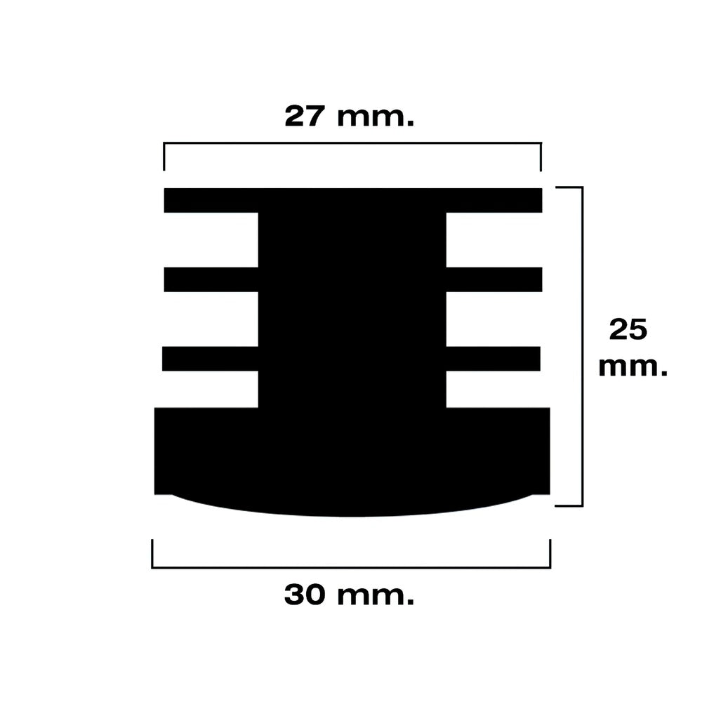 Black round internal ferrule 30mm blister 4 pieces.