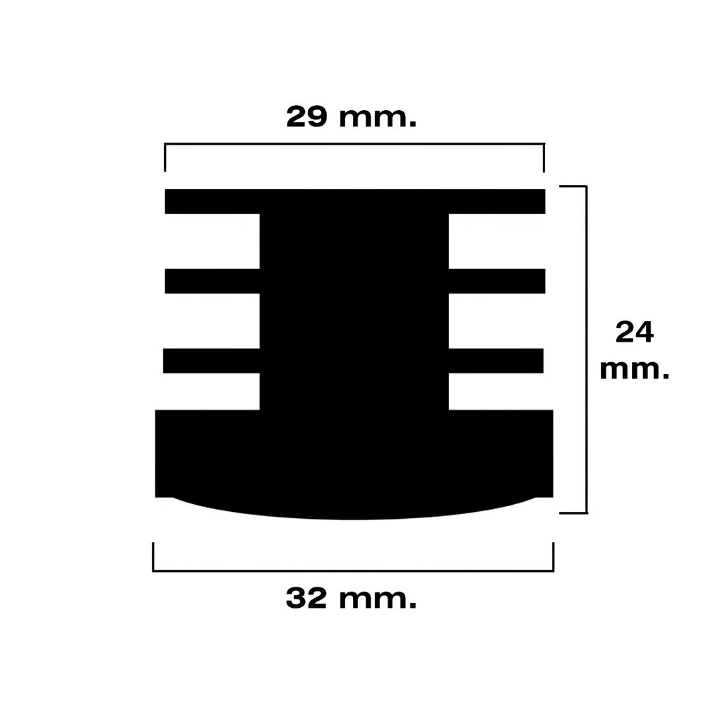 Black round inner stopper 32mm blister 4 pieces.