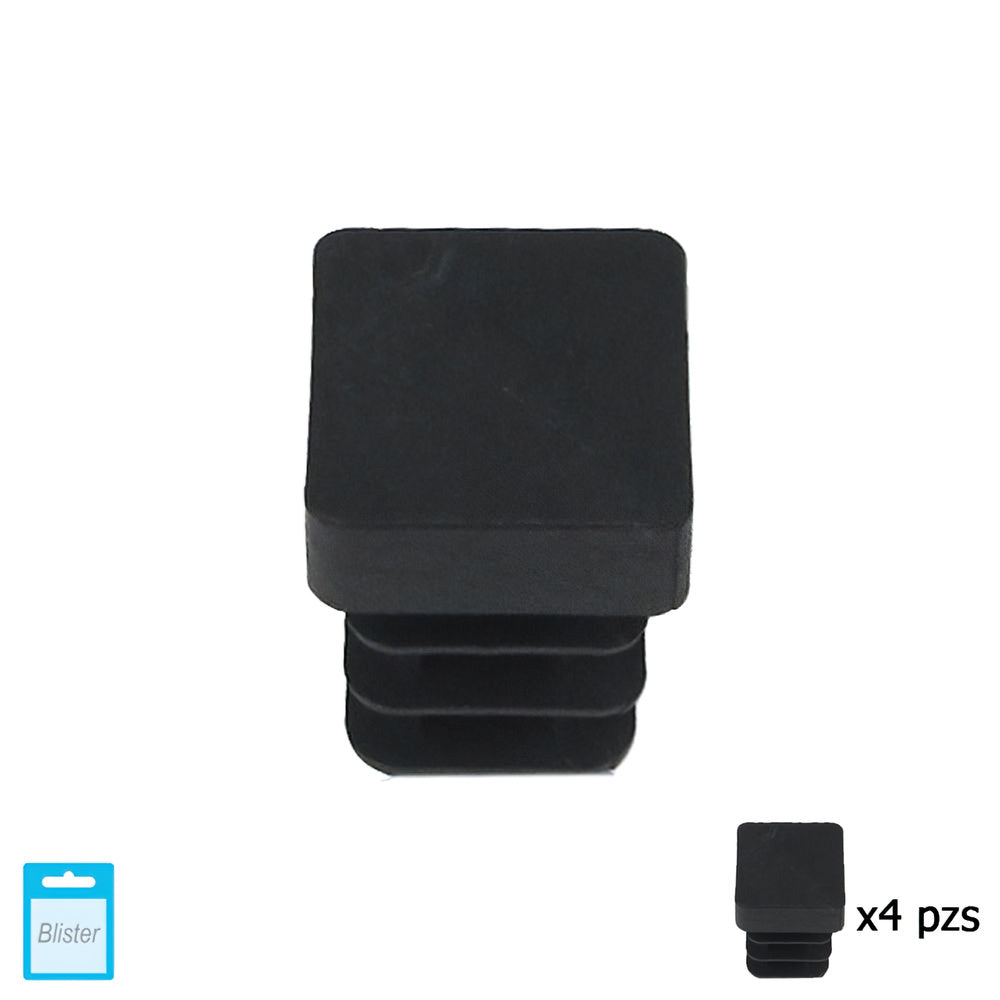 Black square internal ferrule 12x12 mm blister 4 pieces.