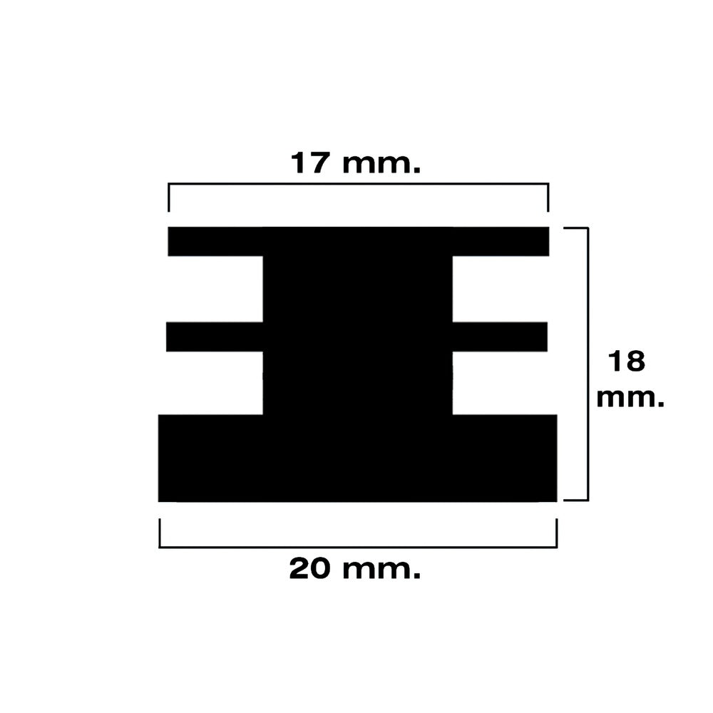 Black square internal ferrule 20x20 mm blister 4 pieces.