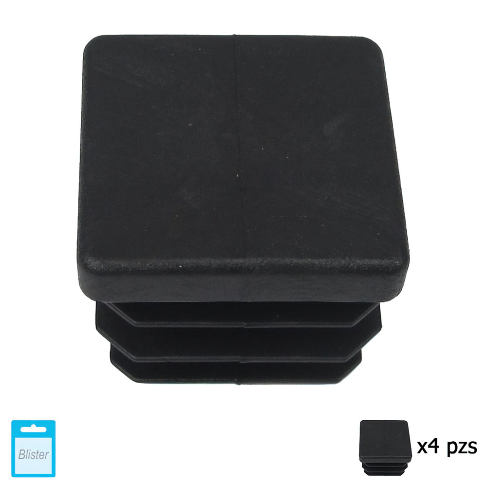 Black square internal ferrule 30x30 mm blister 4 pieces.