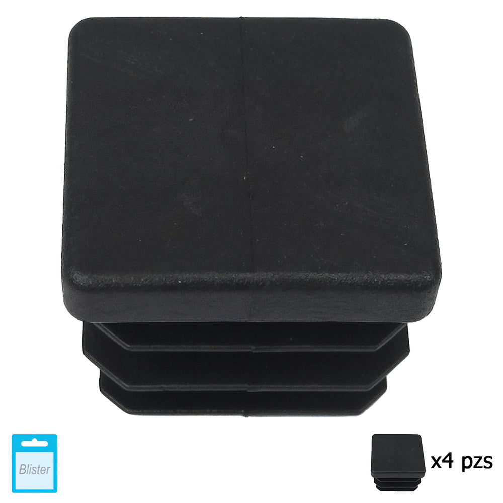 Black square inner cap 35x35 mm blister 4 pieces.