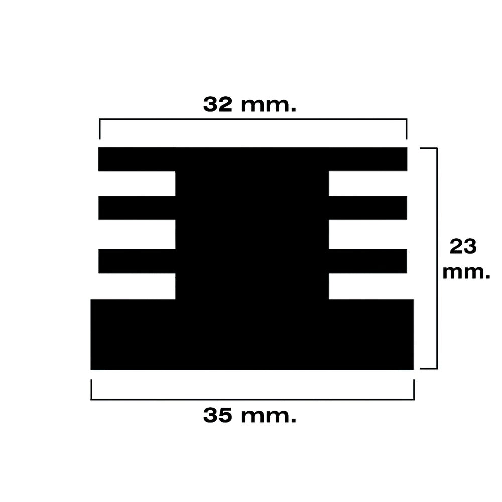 Black square inner cap 35x35 mm blister 4 pieces.