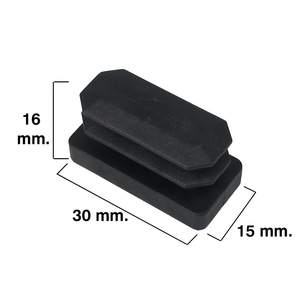 Black rectangular ferrule 15x30mm blister 4 pieces.