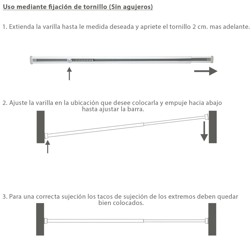 Extendable net curtain rod 37.5/60 cm with adjustable spring (1 piece)