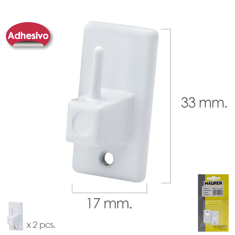 Adhesive curtain hook / blind hook white (blister 2 pieces)