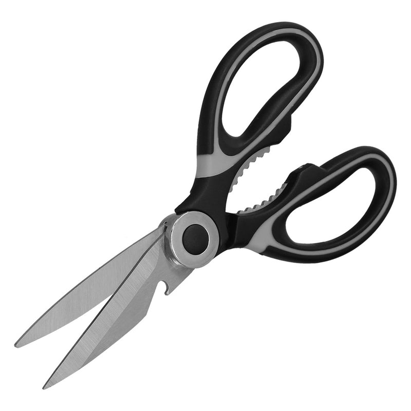 Tijeras cocina hojas de acero inoxidable, mangos ergonomicos en TPR con funda protectora