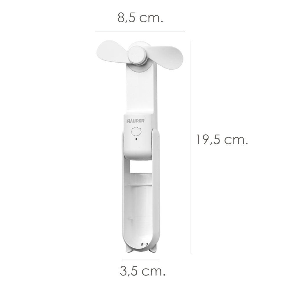 Mini ventilador plegable recargable a batería. 3 velocidades función powerbank