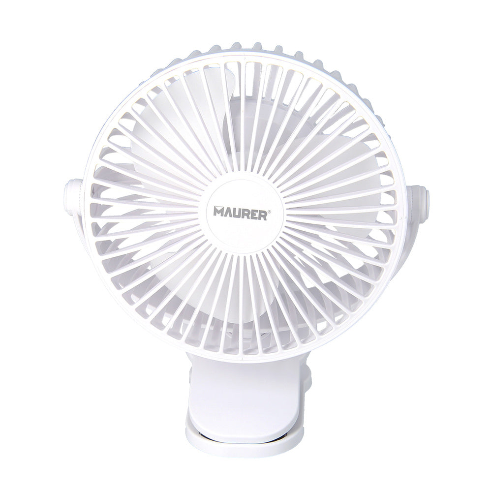 Ventilador con clip sobremesa ø 15 cm. Recargable