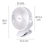Ventilador con clip sobremesa ø 15 cm. Recargable
