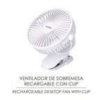 Ventilador con clip sobremesa ø 15 cm. Recargable