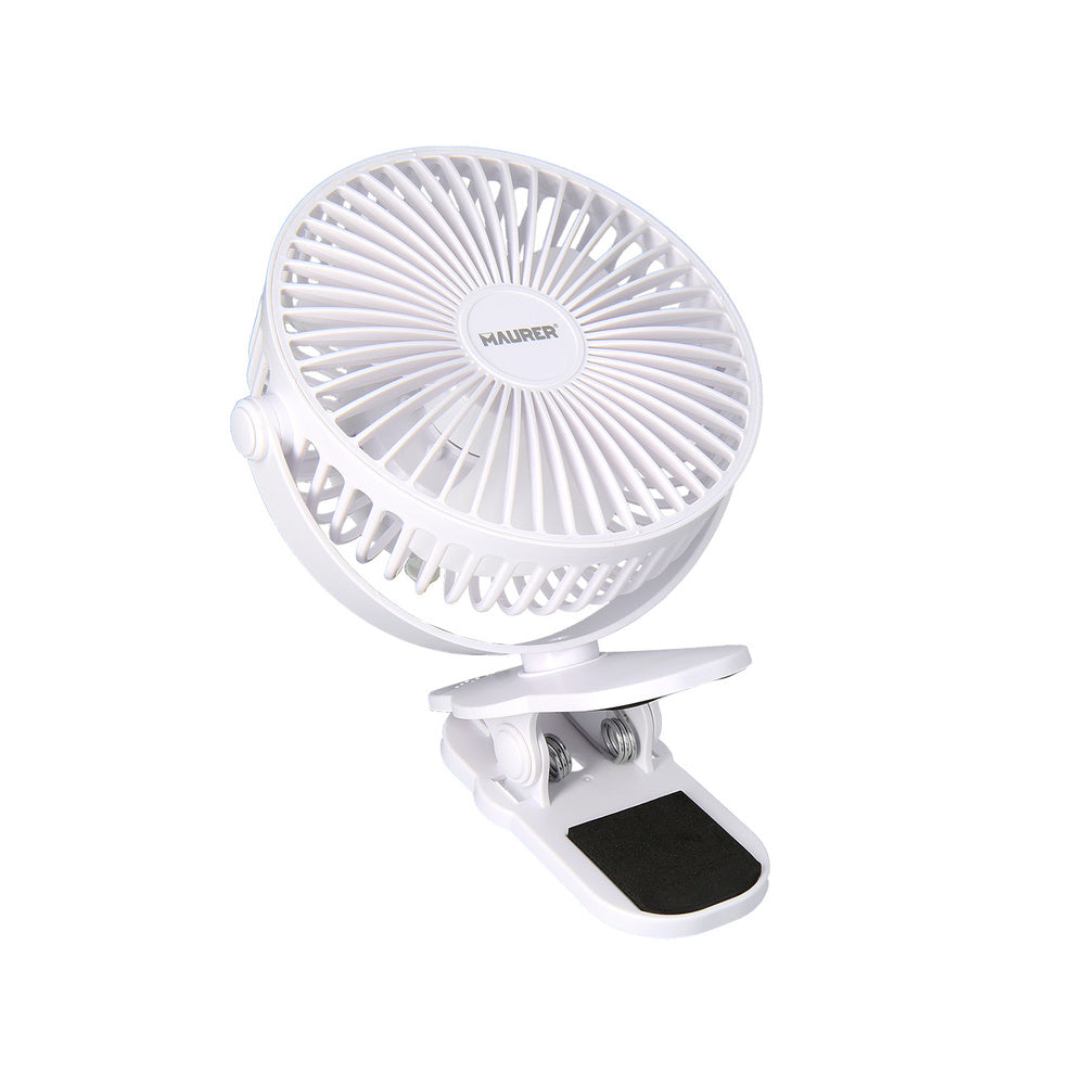 Ventilador con clip sobremesa ø 15 cm. Recargable