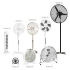 Ventilador pie ø 70 x195 cm negro 190 w. Oscilación automática, altura regulable, cabezal inclinable, base estable 60x60 cm