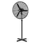 Ventilador pie ø 70 x195 cm negro 190 w. Oscilación automática, altura regulable, cabezal inclinable, base estable 60x60 cm